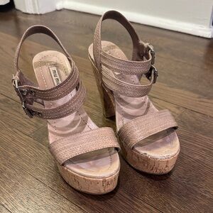 Miu Miu Brown Strappy Wedge Sandals